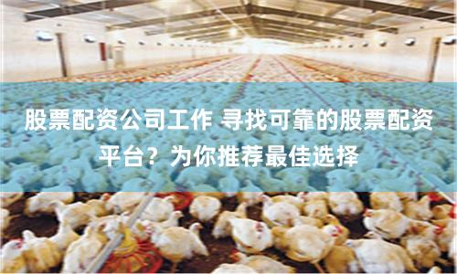 股票配资公司工作 寻找可靠的股票配资平台？为你推荐最佳选择